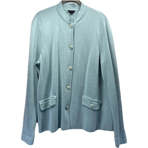 Talbots Sweaters - Talbots Women's‎ Coatigan Cardigan Sz Large Solid Blue Ponte Knit Long Sleeve